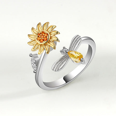 Sunflower Fidget Ring Adjustable -