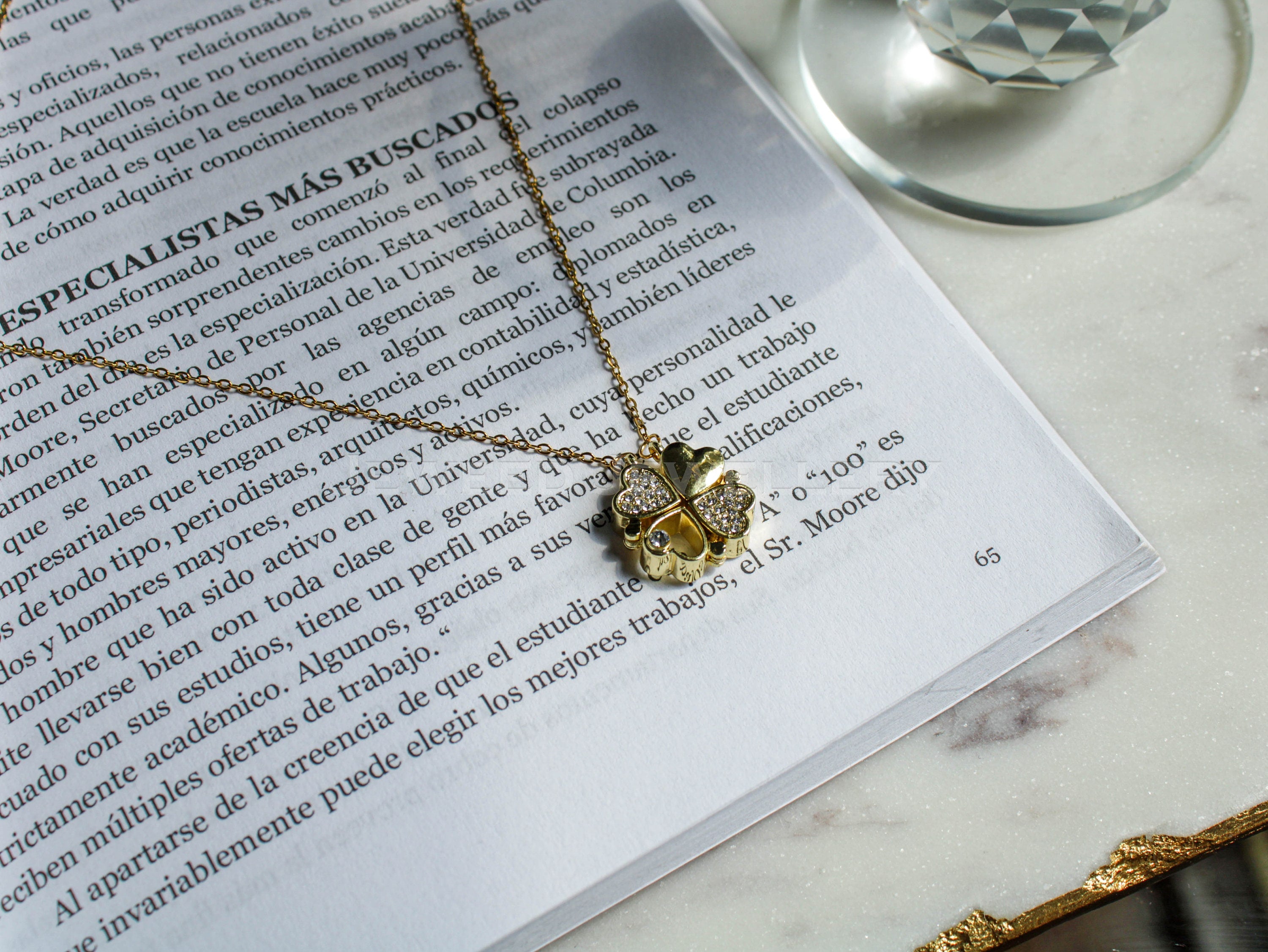 Two Ways To Wear • Magnetic Heart & Four Leaf Clover Necklace • 18K Gold Plated , Rose and Silver • Dainty Gift for Women